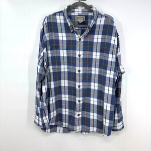 Duluth Trading Mens Flannel Shirt 2XL Blue White Plaid Gorpcore Outdoor Hiking